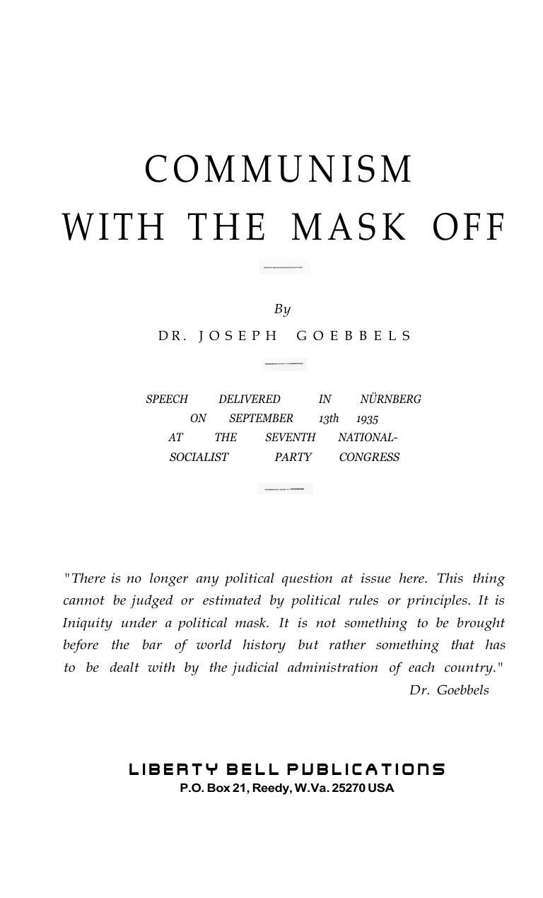 Communism With the Mask Off (1935) by Joseph Goebbels
