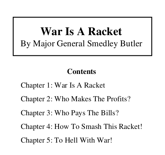 War is a Racket (1935) by Smedley Butler