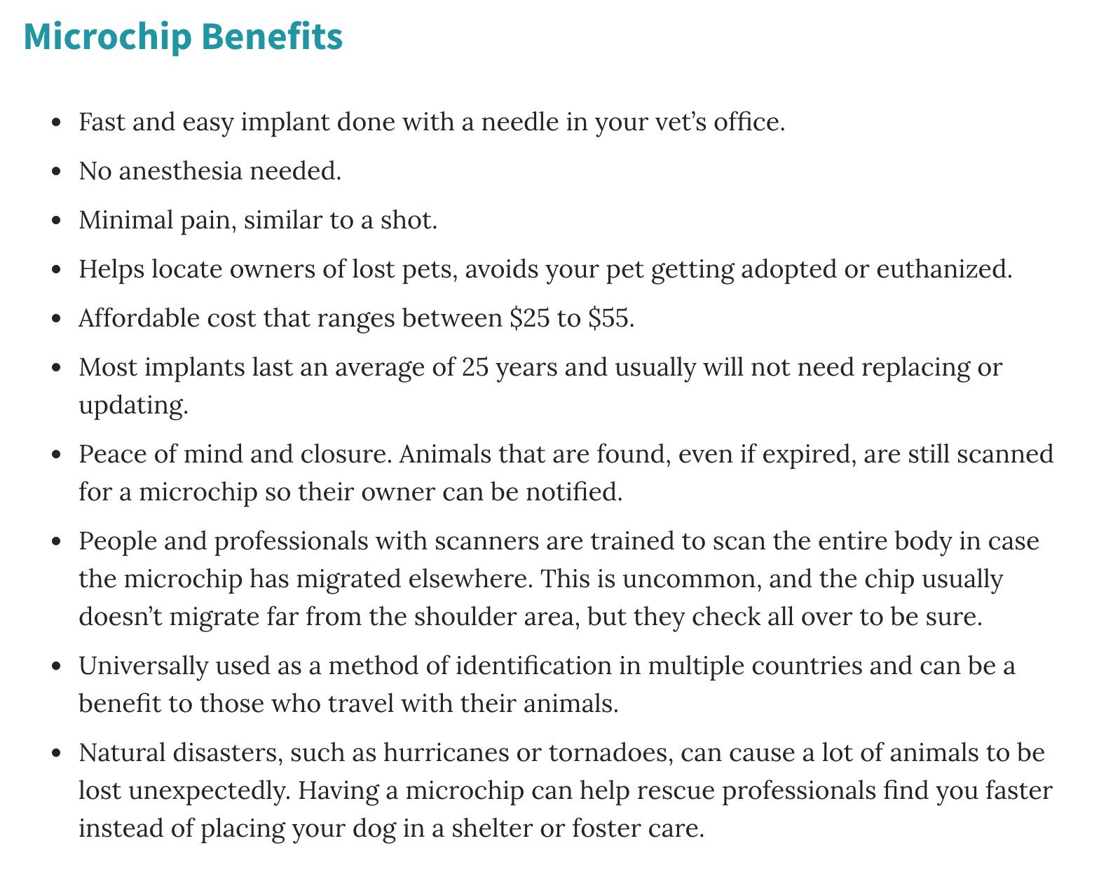 Pet Microchip Benefits