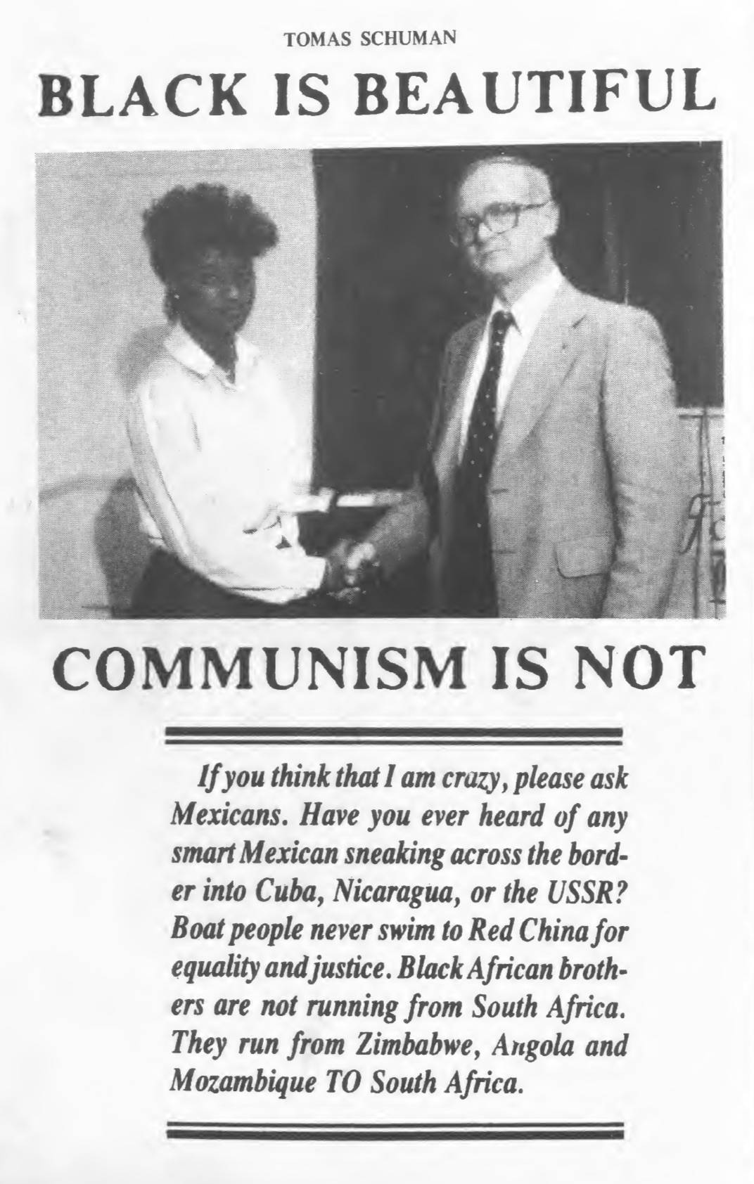 Black Is Beautiful - Communism Is Not (1985) by Tomas Schuman & Yuri Bezmenov