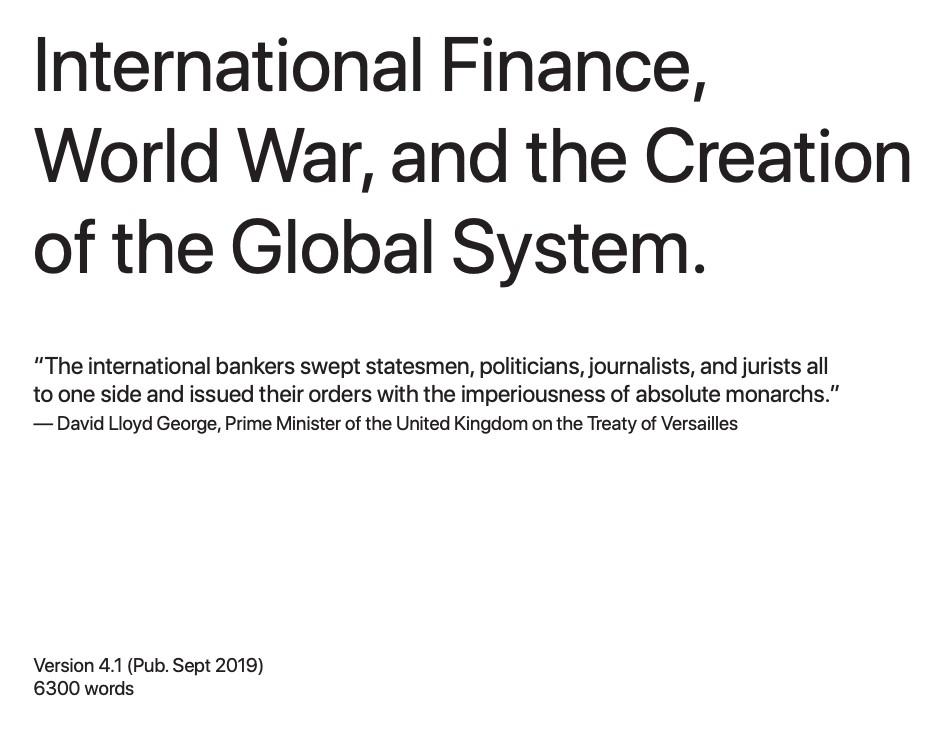 International Finance, World War, and the Creation of the Global System (2019) by The Somali Pirate