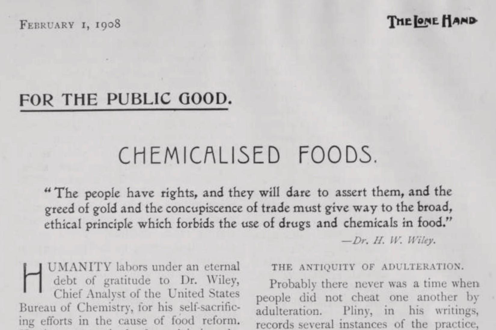 Chemicalised Foods (1908) by The Lone Hand