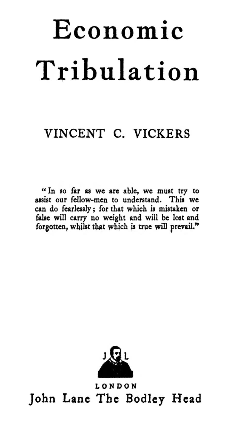 Economic Tribulation (1941) by Vincent Cartwright Vickers