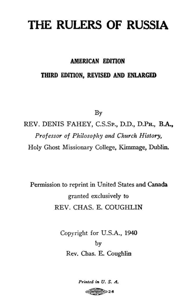 The Rulers of Russia (1940) by Father Denis Fahey