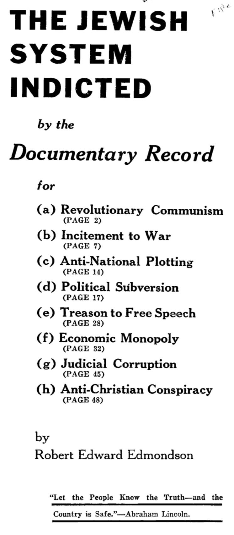 The Jewish system indicted by the documentary record (1937) by Robert Edward Edmondson