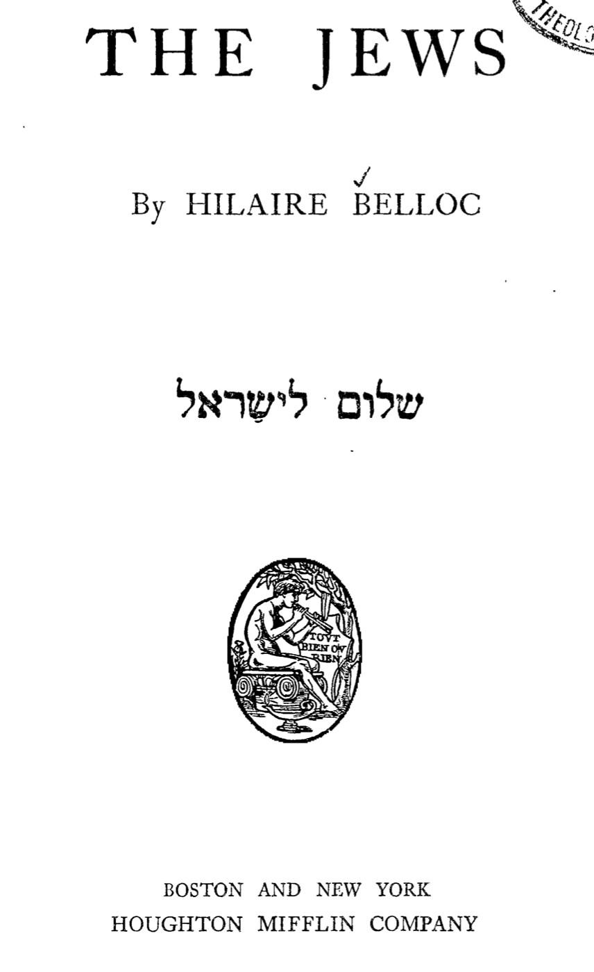 The Jews (1922) by Belloc, Hilaire, 1870-1953