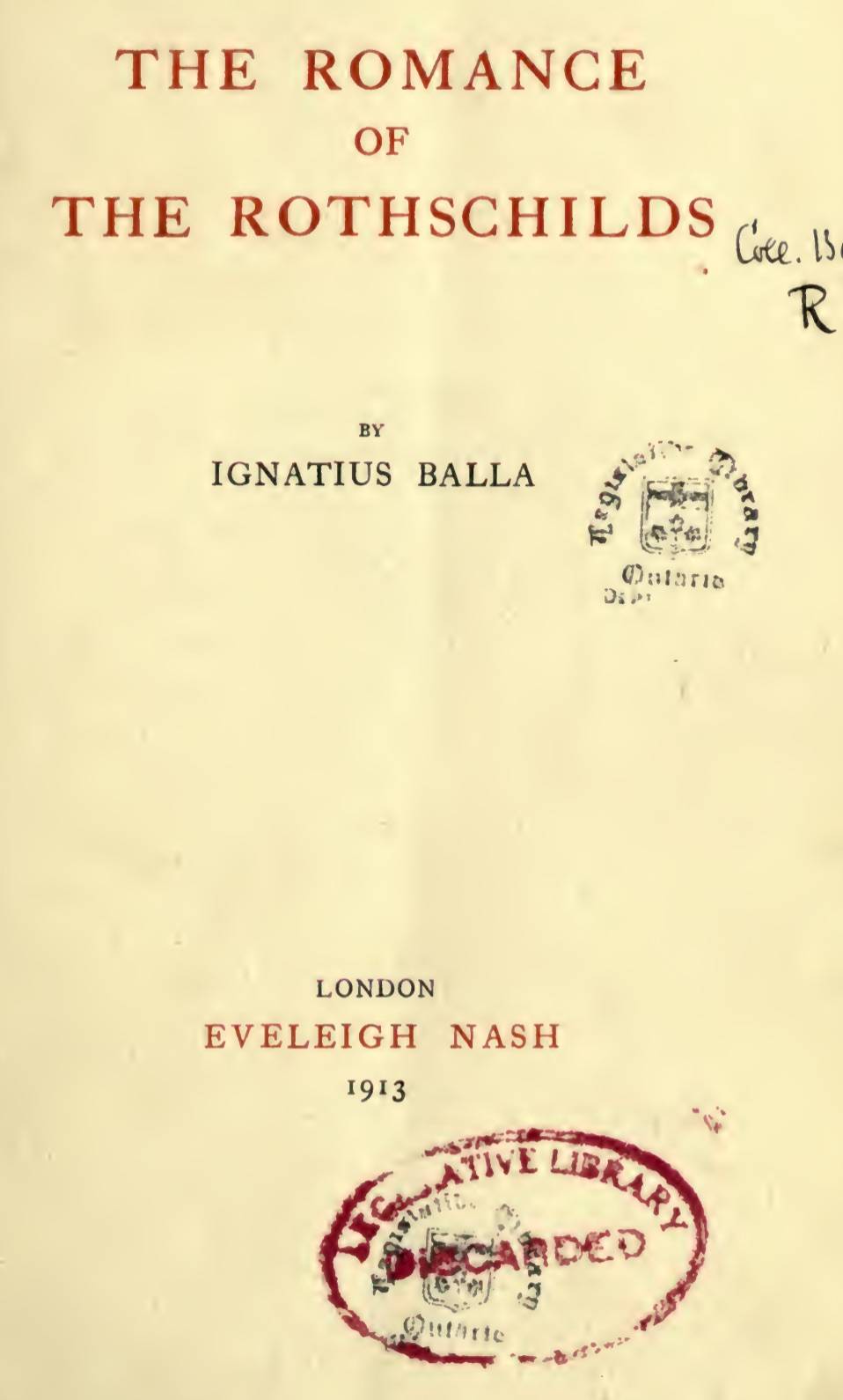 The Romance of the Rothschilds (1913) by Ignatius Balla