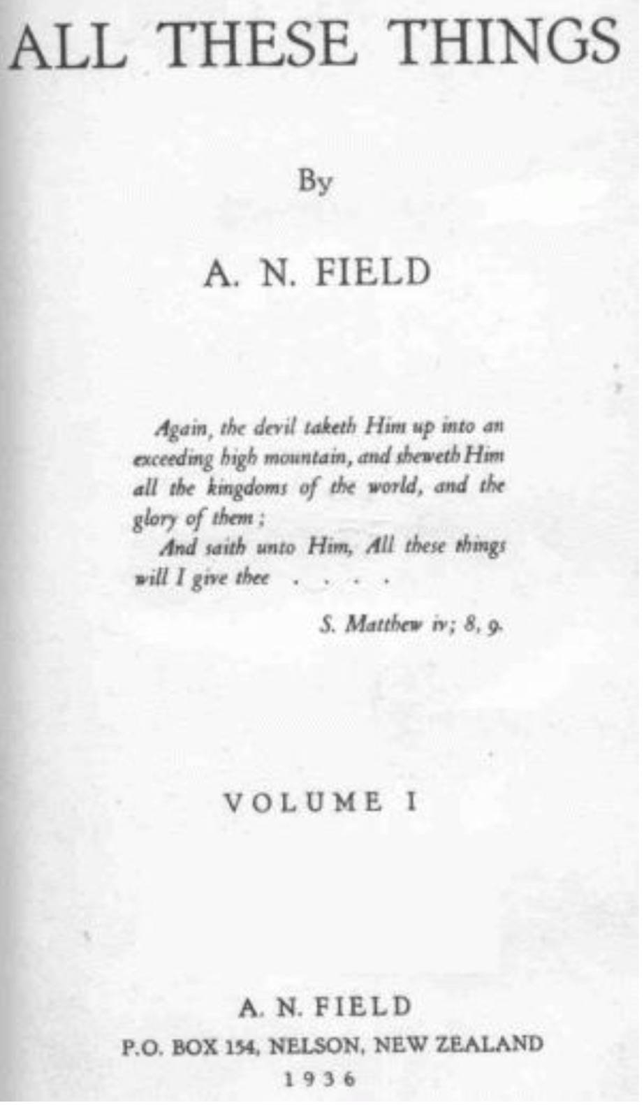 All These Things (1934) by Arthur Nelson Field