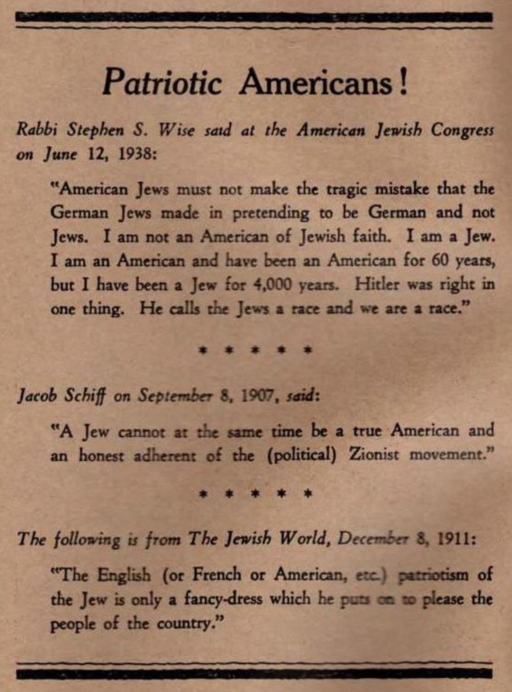 Patriotic Americans! Jews say this