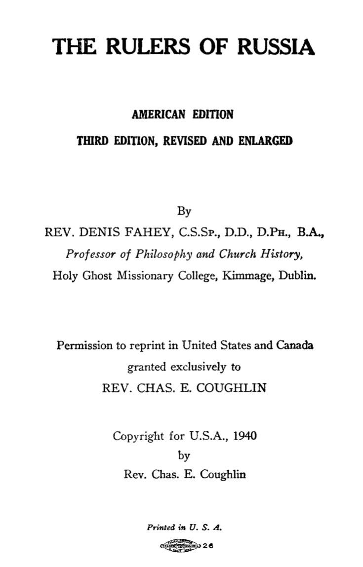 The Rulers of Russia (1940) by Father Denis Fahey
