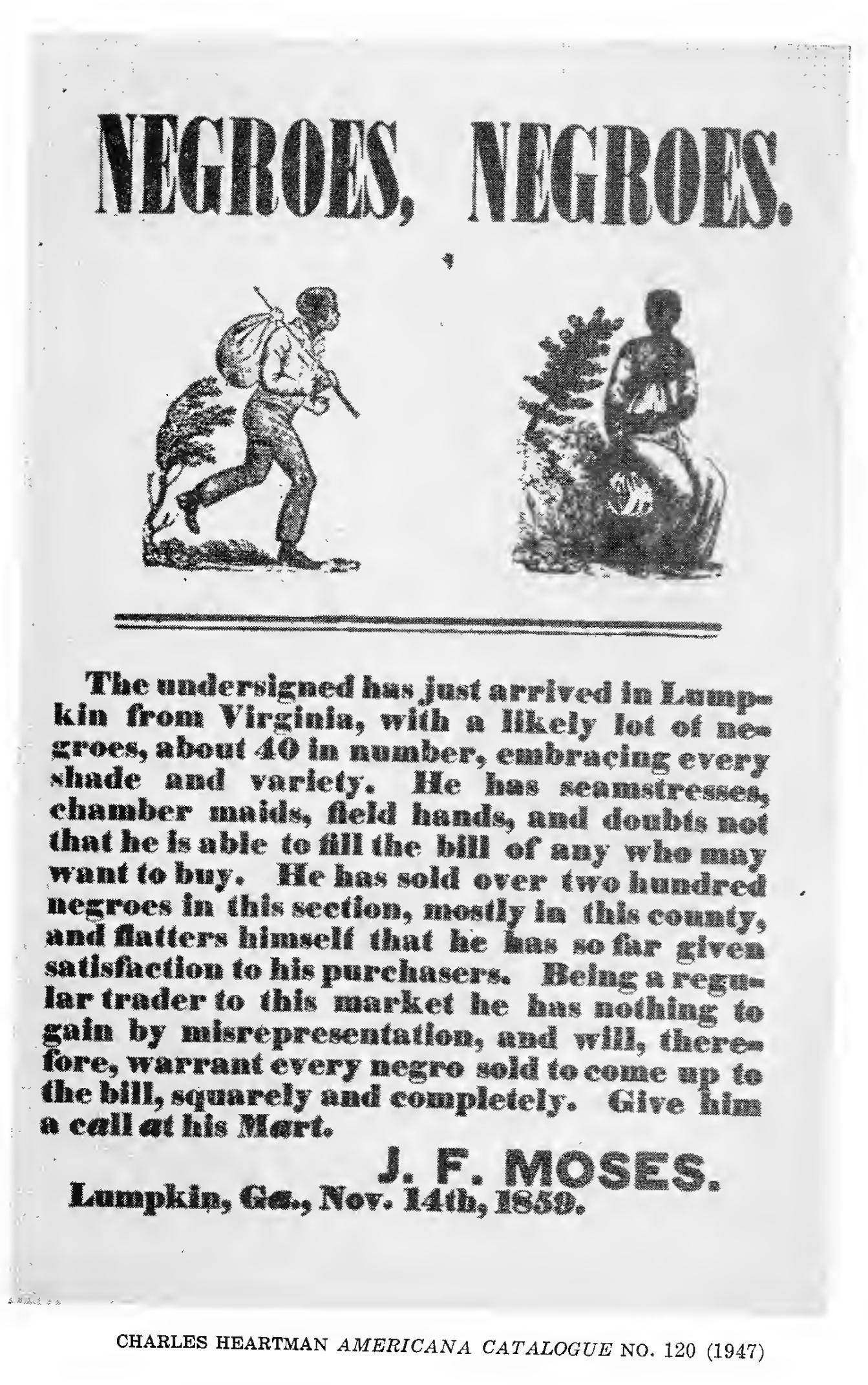 Jewish Slave Advert - Negroes, Negroes.
