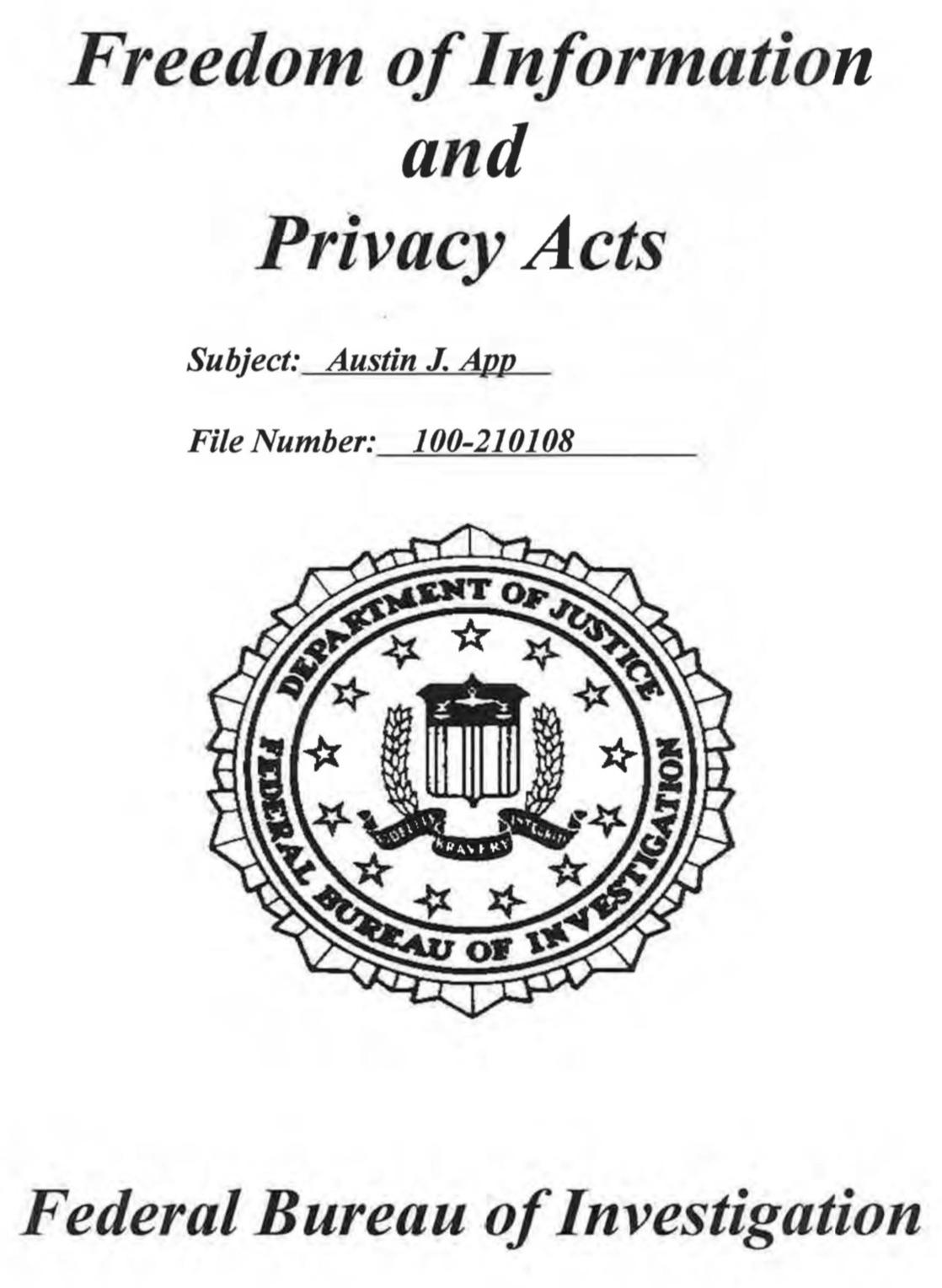 FBI File 100-210108 - Austin J. App (1999) by Austin J. App