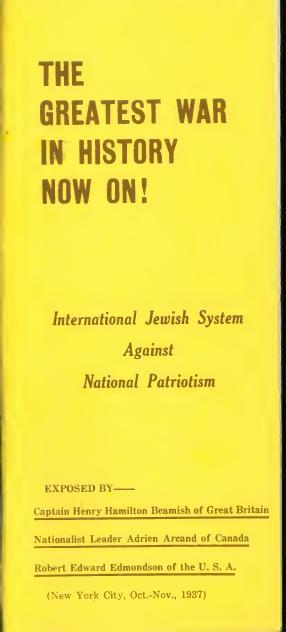 The Greatest War in History Now On! International Jewish System Against National Patriotism (1937) by Henry Hamilton Beamish