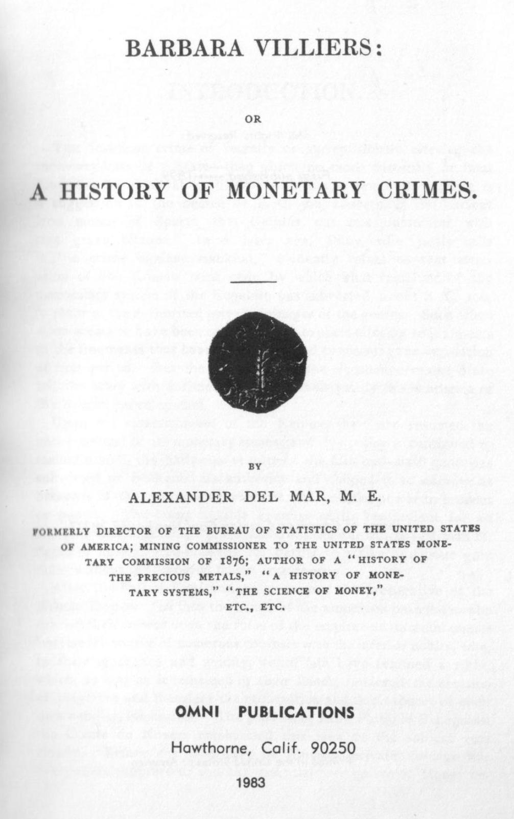 A History of Monetary Crimes (1899) by Alexander Del Mar, 1836-1926