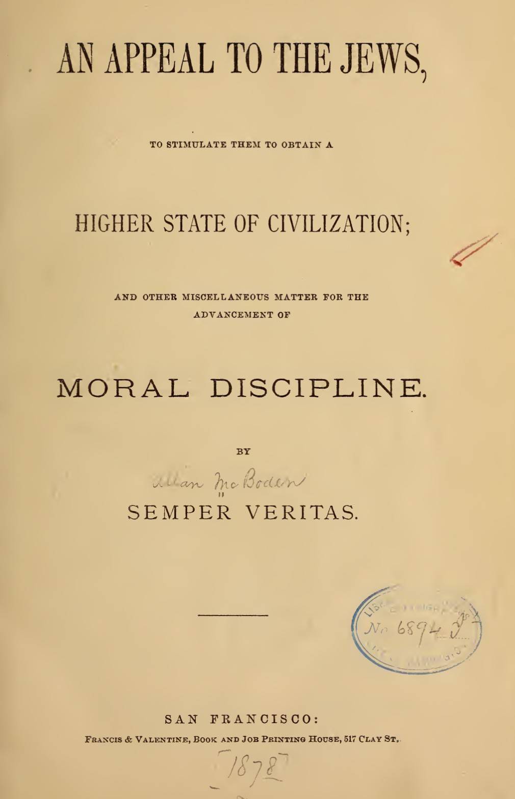 An Appeal to the Jews (1878) by McBoden, Allan
